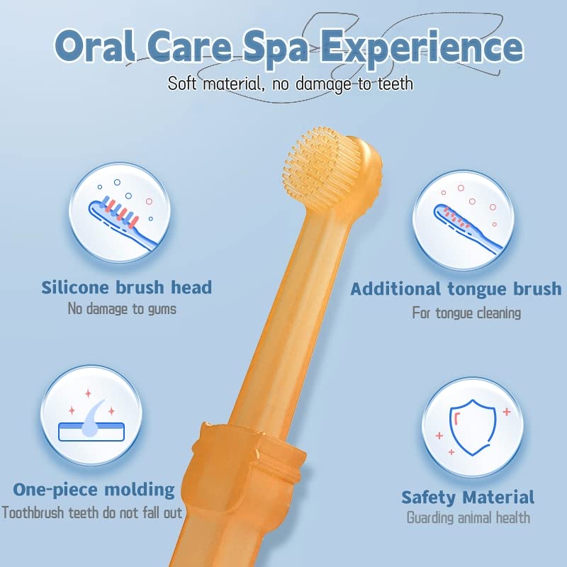 Dog Toothbrush, Pet Silicone Toothbrush Cat Tooth Brushing Kit with Storage Cup, 360° Doggie Kitten Toothbrush Tongue Cleaning Brush, Dental Care for Small Pets Ferret Dutch Pigs - PawsPlanet Australia