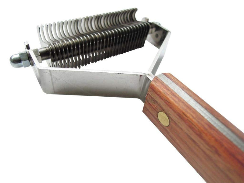 Mars Coat King Double Wide Dematting Undercoat Grooming Rake Stripper Tool for Dogs and Cats, Stainless Steel with Wooden Handle for Thick Coats, 30-Blade Stripper for Groomers, Pet Owners Large Dogs
