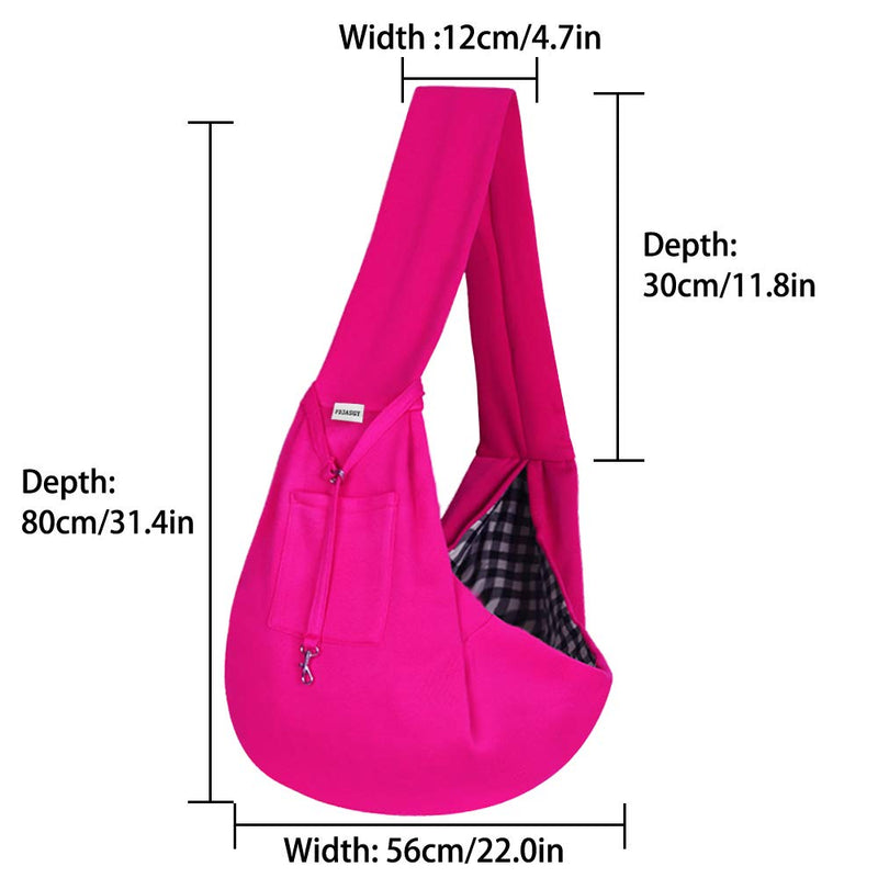 FDJASGY Small Pet Sling Carrier-Hands Free Reversible Pet Papoose Bag Tote Bag with a Pocket Safety Belt Dog Cat for Outdoor Travel (Rose Red) Rose Red - PawsPlanet Australia