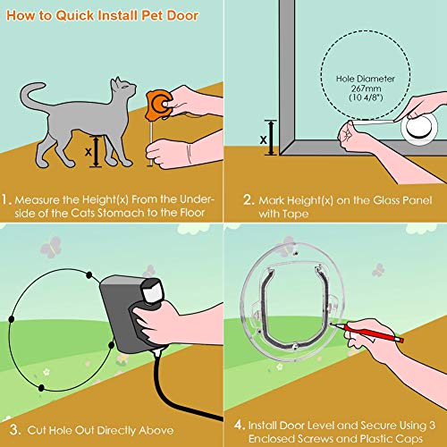 Cat Door for Glass Door,Window Cat Flap Transparent Thin Frame,Cat Door for Flap to Fit in Glass,4 Way Locking Cat Doors,Youthink Small Pet Door for Cats,Small Dogs,Puppy - PawsPlanet Australia