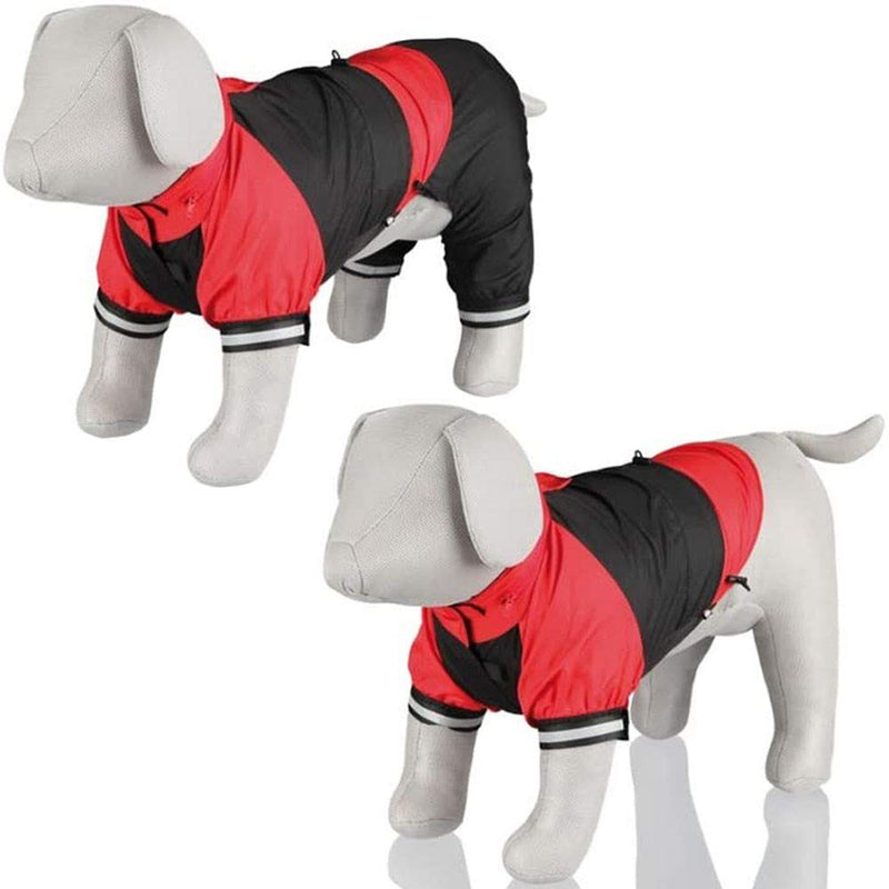 Trixie Cayres rainsuit, Size: S. Stomach: 46-54 cm Length: 35 cm. Black/Red - PawsPlanet Australia