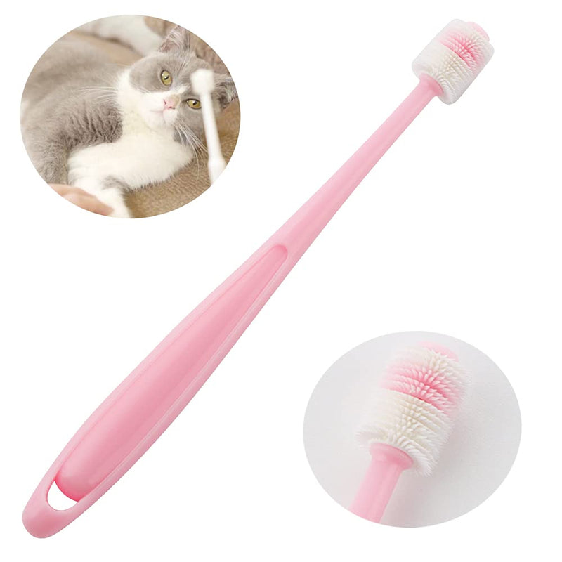 2 Pcs 360-Degree Small Dog and Cat Toothbrush, Bristle Diameter 0.51", Soft Silicone Deep Pet Teeth Cleaning Kit (Colors May Vary) - PawsPlanet Australia