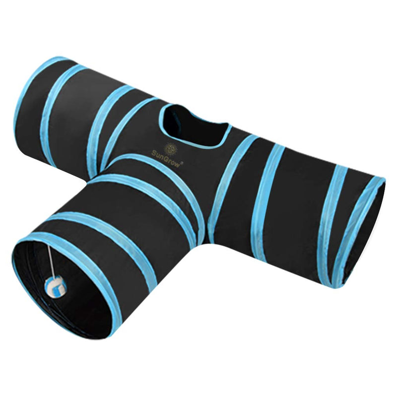 SunGrow 3-Way Ferret & Rabbit Tunnel, Bunny Hideout Activity Tube with Peep Hole and Crinkle Ball, Accessories for Hiding, Resting for Dwarf Rabbits Bunny Kitty Guinea Pig, Turquoise and Black - PawsPlanet Australia