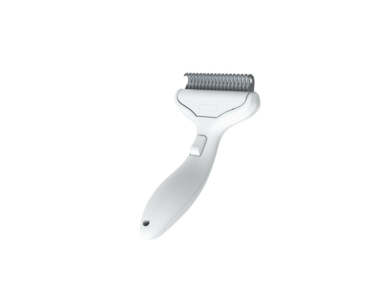 Pet Grooming Combo Tool for Cats and Dogs, Deshedding and Dematting Rake with Metal Comb forDetangling Long, Matted Fur (White) White
