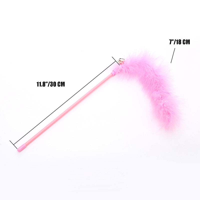 Cat Wand Toys, 3 PCS Interactive Cat Feather Toys Colorful Cat Teaser Wand with Bell for Cats and Kitties A - PawsPlanet Australia