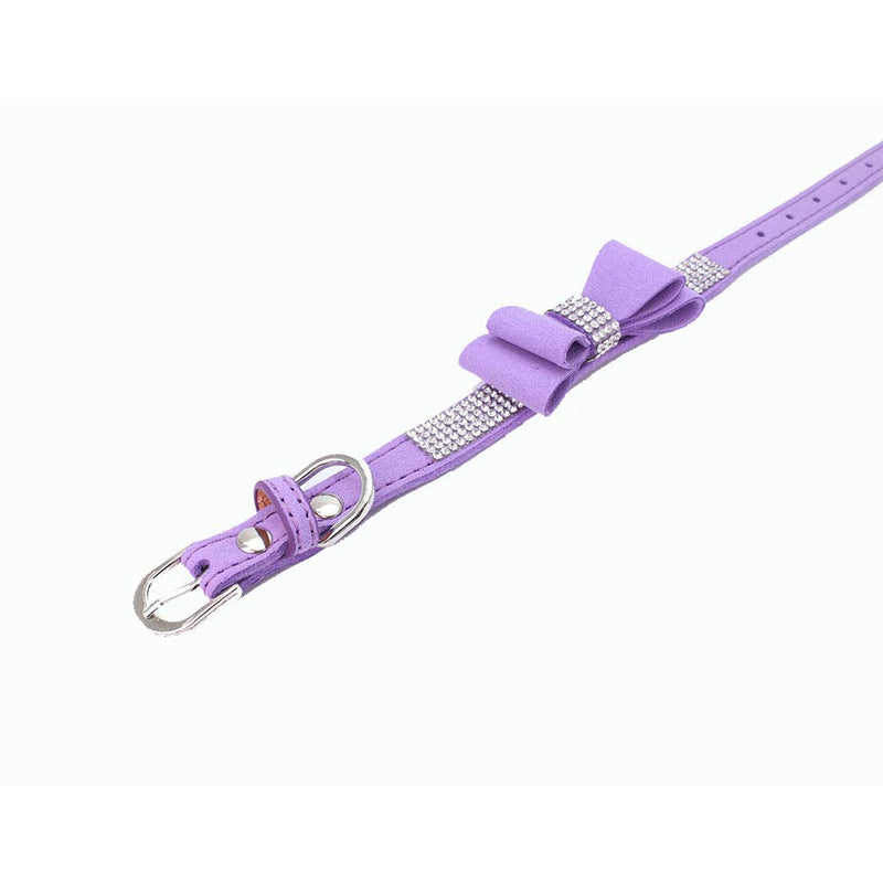 Rhinestone Dog Collar, Crystal Diamond Pet Dog Collar, Cute Dazzling Dog Rhinestone Collar, Dog Collar Harness for Small & Medium Dogs Purple - PawsPlanet Australia