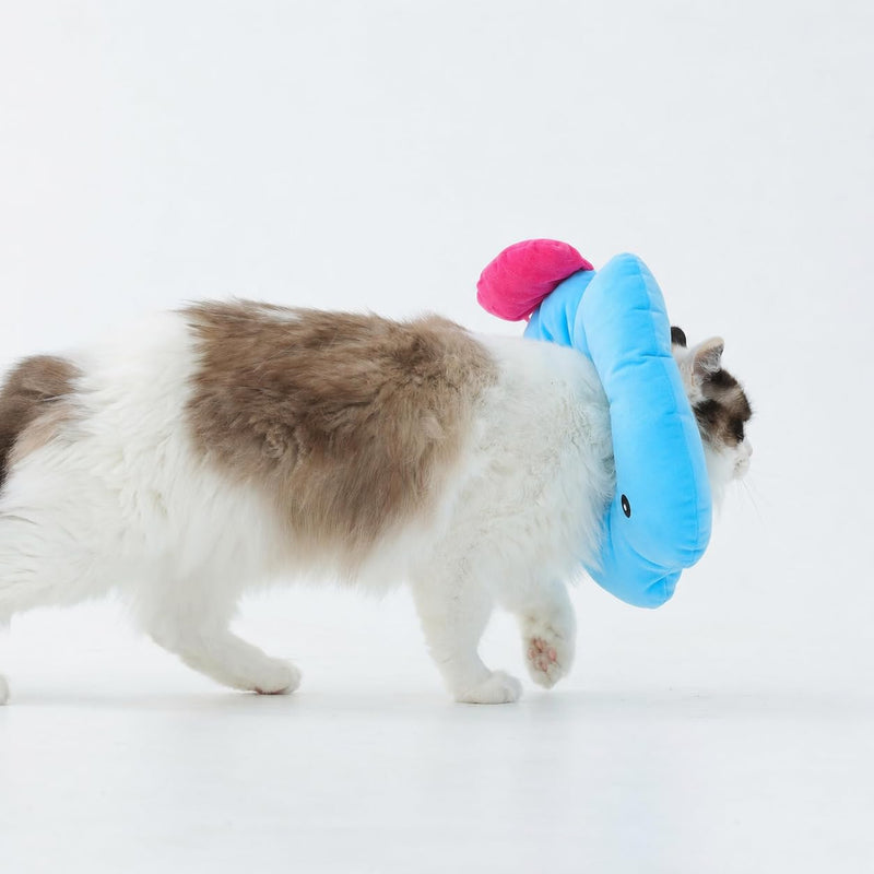 Cat Cone Collar Soft, Adjustable Cat Recovery Collar After Surgery, Pet Pillow Cone, Anti-Lick Wound Healing Elizabethan Collar for Kittens, Cute Fish S Small Blue