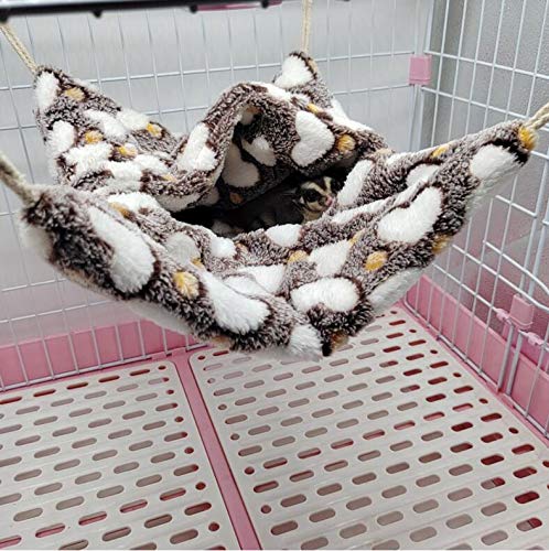 Small Animal Hanging Hammock, Pet Hanging Nap Sack Sleep Bag Bed, Cage Hammock Beds for Ferret Guinea-Pig Sugar Glider Hamster Rat Mice Chinchilla Flying Gerbil and Squirrel Coffee