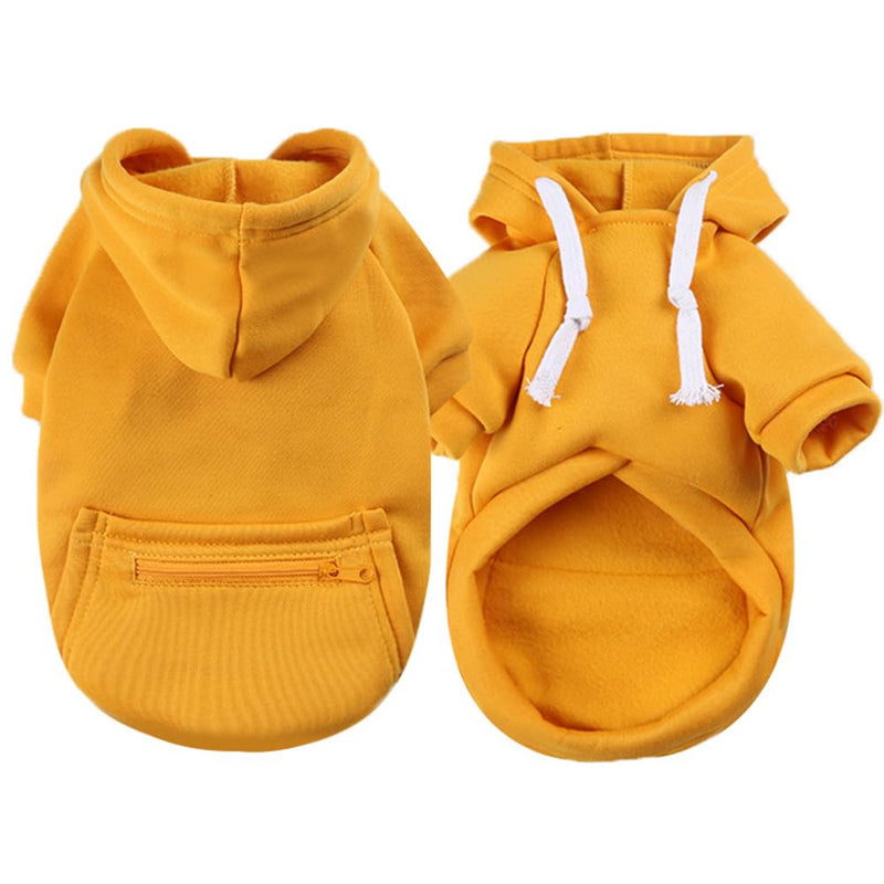 Dog Hoodie for Small Medium Large Dogs,Fleece Hoodie for Dogs with Zipper Pocket,Fall Winter Dog Sweatshirts Hoodie for All Sized Dogs(XL,Yellow) Yellow XL - PawsPlanet Australia