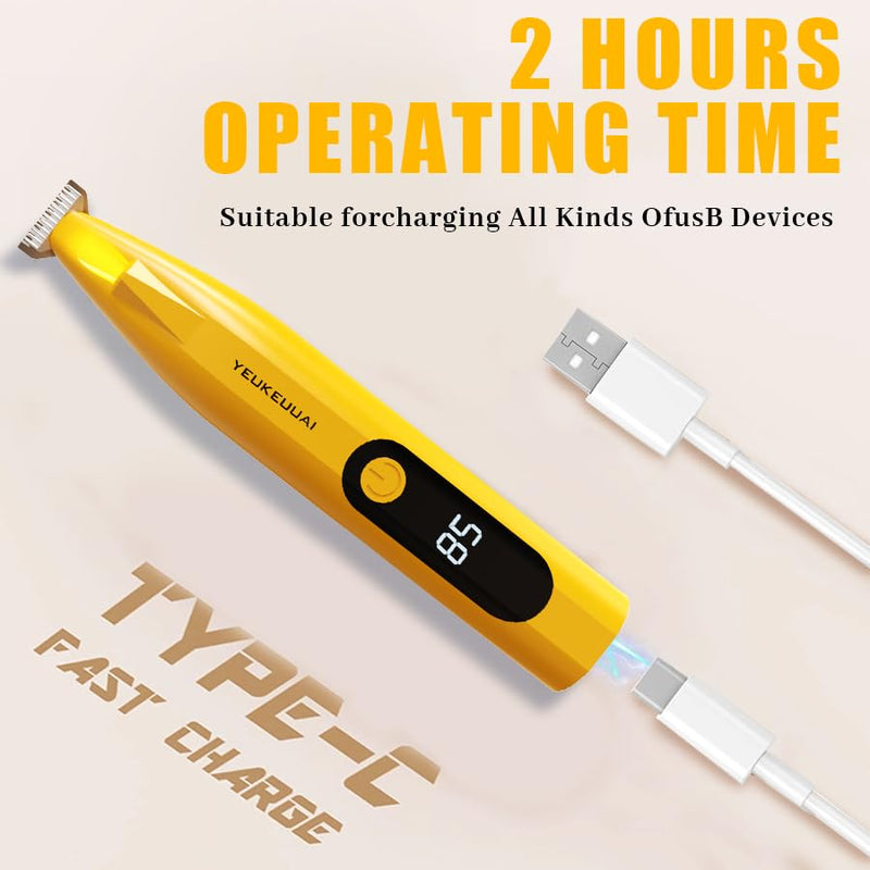 Dog Paw Trimmer, Low Noise Paw Hair Trimmer for Dogs with LED Light Wireless Pet Shaver, Suitable for Claws, Ears, Face, HIPS and Eyes(Orange) Dog Paw Trimmer Orange - PawsPlanet Australia