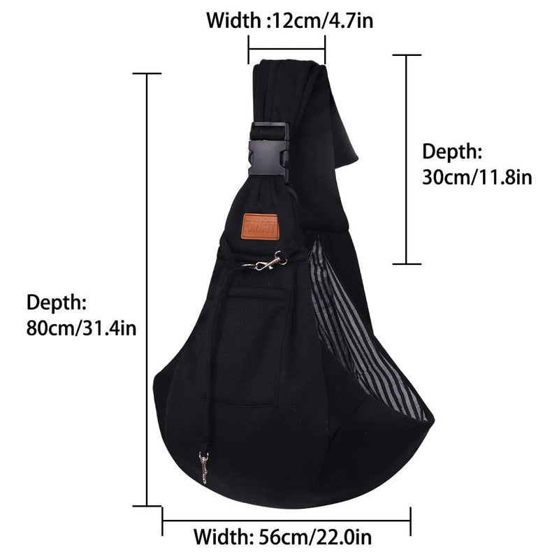 FDJASGY Small Dog Sling Cat Carrier Adjustable Strap Hands Free Reversible Pet Puppy Travel Bag Backpack for Outdoor Travel Black