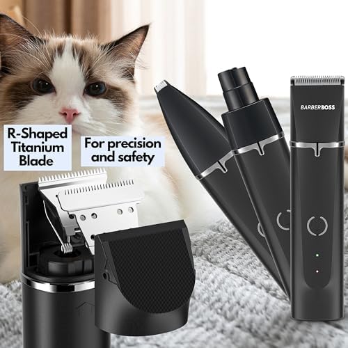 BarberBoss Cordless Pet Grooming Kit for Dogs & Cats, Dog Clippers with Nail Grinder, Quiet Pet Hair Trimmer, USB Rechargeable Groomer Set, Cordless Clippers for Cats - PawsPlanet Australia