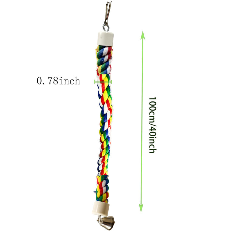 Bird Rope Perch & Birds Swing Set - Bird cage Accessories, Rope perches for Conures, Parrots,Cockatiel,Lovebird,Budgerigar,Parakeet perches for cage,Birds perches 40inch - PawsPlanet Australia