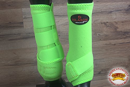 HILASON Lime Green Large Horse Medicine Sports Boots Rear Hind Leg