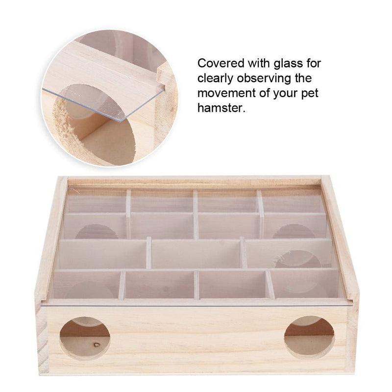 Hamster Maze Toy, Wood Rat House with Organic Glass Interactive Intelligent Small Pet Toy for Rat Hamsters - PawsPlanet Australia