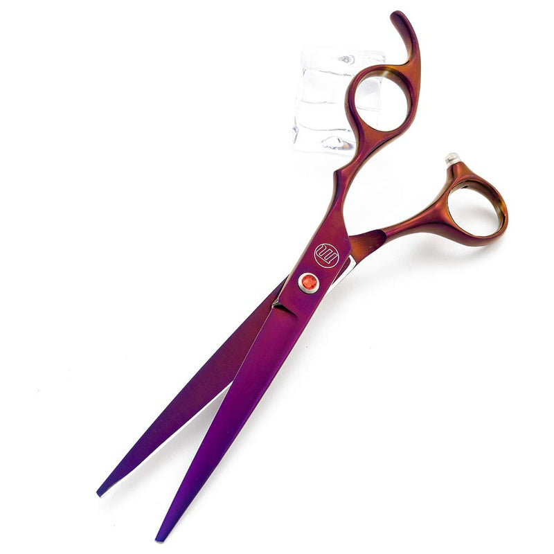 Moontay Professional 7.0" Dog Grooming Scissors Set, 4-pieces Straight, Upward Curved, Downward Curved, Thinning/Blending Shears for Dog, Cat and Pets, JP Stainless Steel, Purple 7 Inch (Pack of 4)