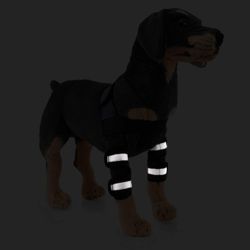 SELMAI Reflective Dog Shoulder Brace Front Leg Brace Canine Elbow Protector Extra Supportive Joint Wrap Arthritis Loss of Stability Helps Wounds Healing Prevents Injuries Sprains Black S black-reflective