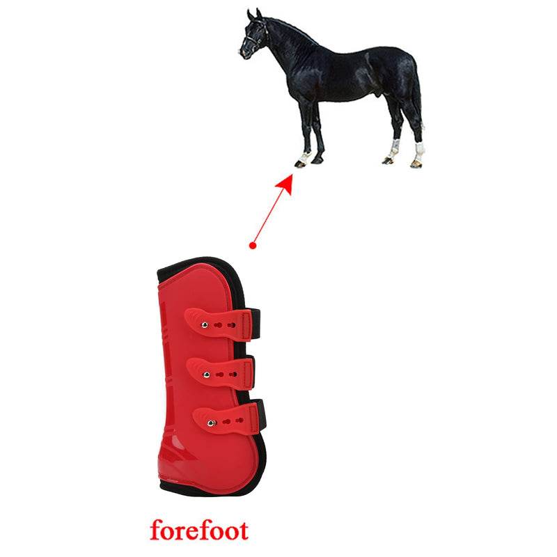 Zerodis Horse Front Tendon Boots, 1 Pair Red PU Neoprene Horse Leg Protective Boots Adjustable Horse Splint Boots Leg and Support for Training Racing Riding Jumping
