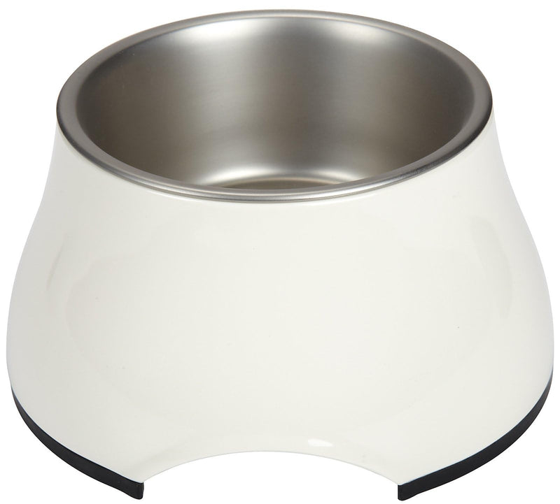 Dogit Elevated Dog Bowl, Stainless Steel Dog Food and Water Bowl for Small Dogs, White, 73745 Off White