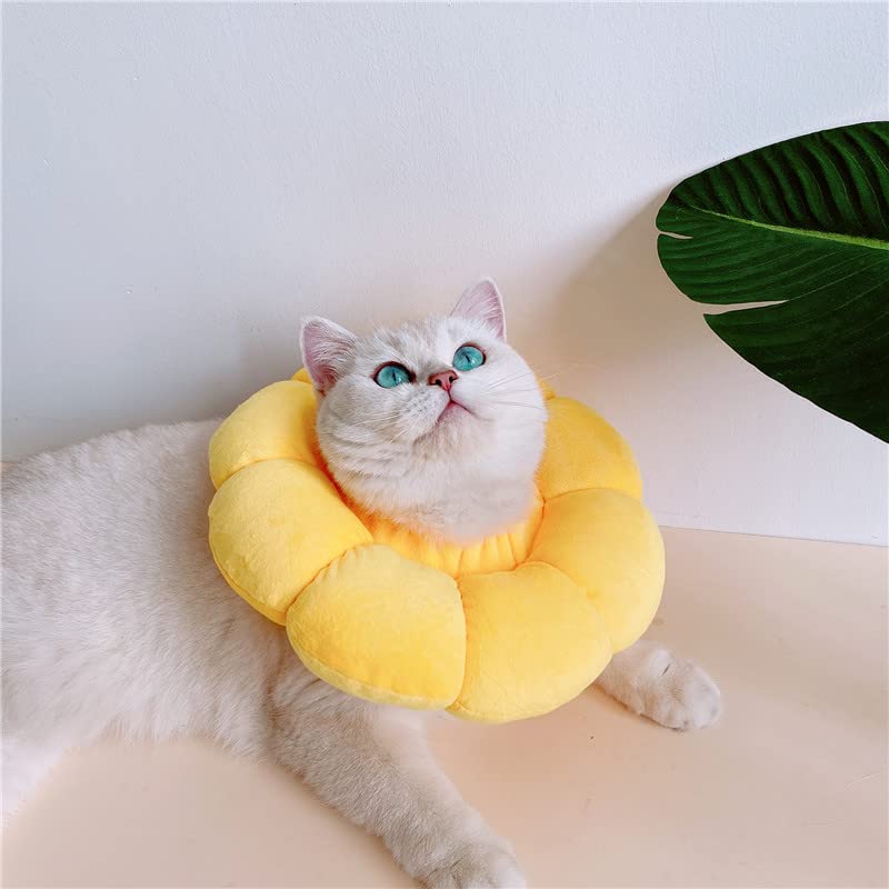 Cat Recovery Cone Collar Pet E-Collar Elizabethan Collar After Surgery Recovery Pet Cone for Cat Puppy Breathable Soft Edge and Easy to Clean (Yellow, Large) Yellow - PawsPlanet Australia