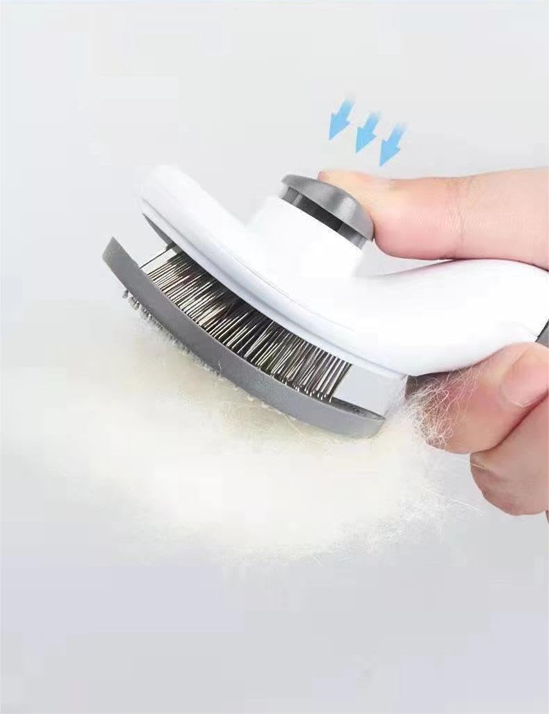 Cat Brush for Shedding Dog Brush with Release Button Hair Comb, Cat Grooming Slicker Brushes Kit, Self Cleaning for Dog Pet, Cat Fur Brush for Long or Short Haired Cats Kitten Pets (Grey) - PawsPlanet Australia