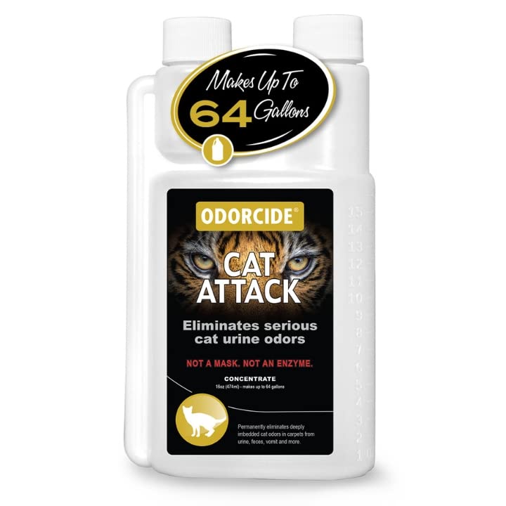 Odorcide Cat Attack Concentrate Odor Eliminator-Cat Odor Eliminator for Strong Odor - Cat Urine Odor Eliminator for Carpet & Upholstery-Cat Urine Remover for Home-Litter Box Odor Eliminator - 16 oz Apricot