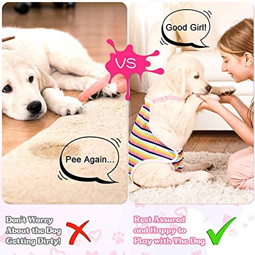 Nuanchu 3 Pcs Female Dog Diapers with Suspenders, Washable Reusable Adjustable Dog Sanitary Panties Cute Female Dog Underwear Puppy Dog Period Diapers for Female Dogs (Cute Pattern, M) Cute Pattern Medium