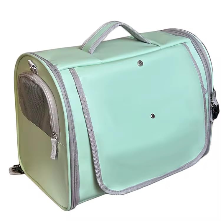 Tristan Home Premium Faux Leather Pet Carrier, Ventilated Travel Bag with Mesh Windows, Shoulder Strap, Pocket, Medium, Suitable for Pet Under 15lbs (Mint Green) Mint Green - PawsPlanet Australia
