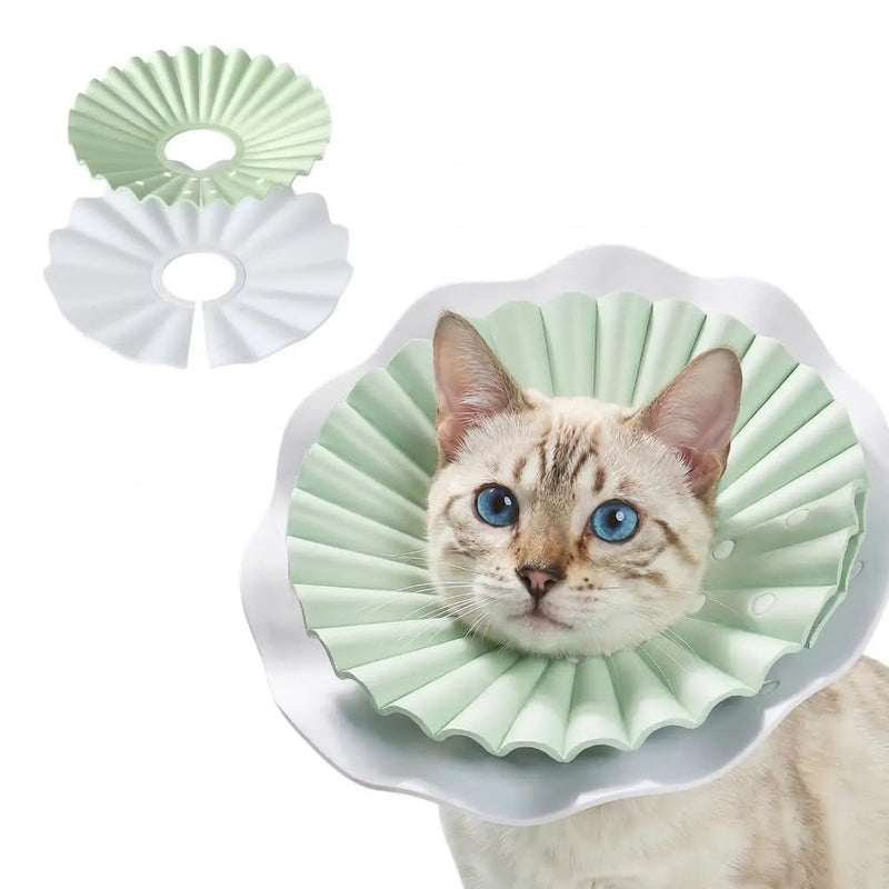 McGill’s Tail Cat Cone Collar Soft, Comfortable Cat Recovery Collar with Royal Ruffled Design, Adjustable Elizabethan Collar for Cats, Water-Resistant EVA Cat Cones After Surgery (Mint Green, M) Mint Green Medium