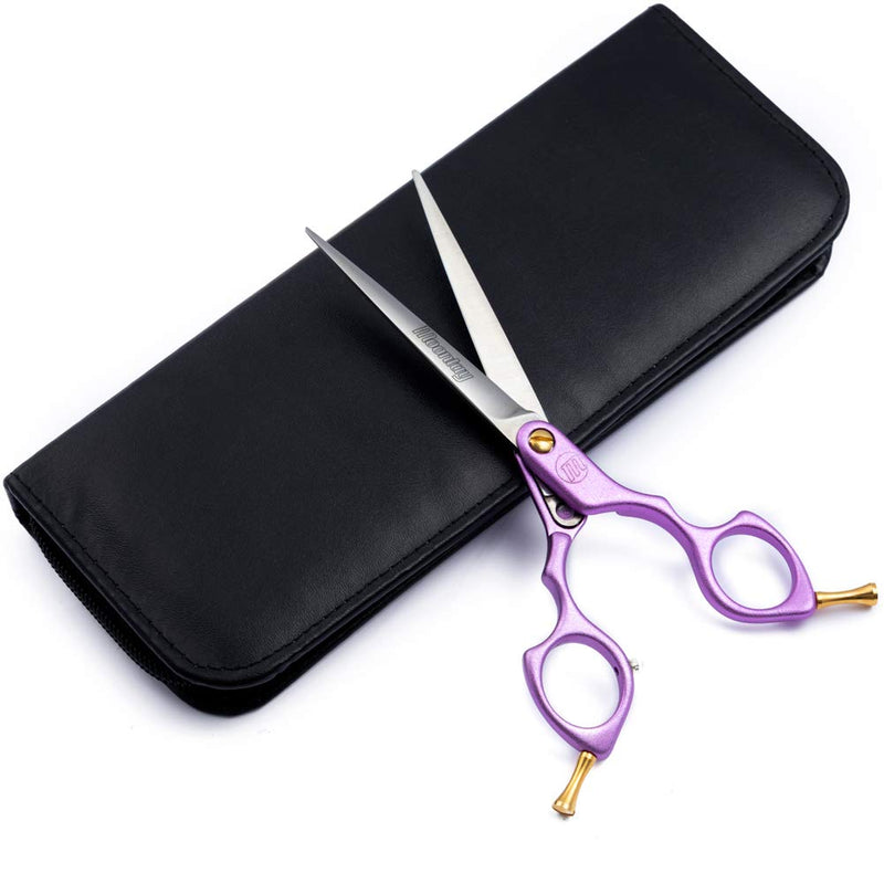 Moontay 6.0" Professional Straight Pet Grooming Scissor, Dog Cat Grooming Shear/Scissor with Ultra-Light Aeronautical Aluminum Handle, 440C Japanese Stainless Steel Pet Grooming Shear, Purple 6.0" Straight Cutting Scissor - PawsPlanet Australia