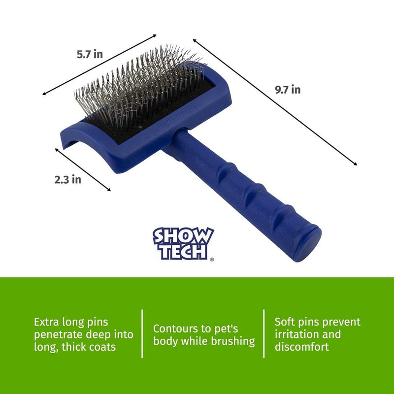 Show Tech Tuff On Tangles Long Pin Slicker Brush - Professional Dog Slicker Brush for Dogs | Suitable for Long-Haired Pets | Ergonomic Design | Enhance Your Pet's Coat Health & Appearance - Firm 1 Count (Pack of 1) - PawsPlanet Australia