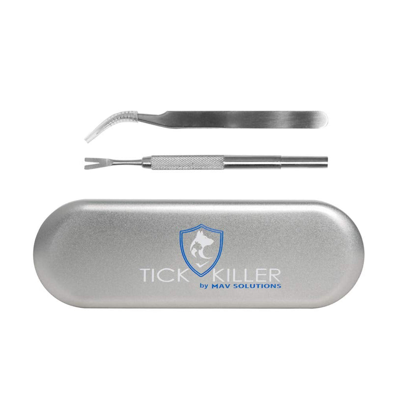 Platinum Tick Removal Tool Set, Stainless Steel Tick Remover Tweezers Kit, Protective Metal Case, Identification Card & Plastic Mini Bags - PawsPlanet Australia