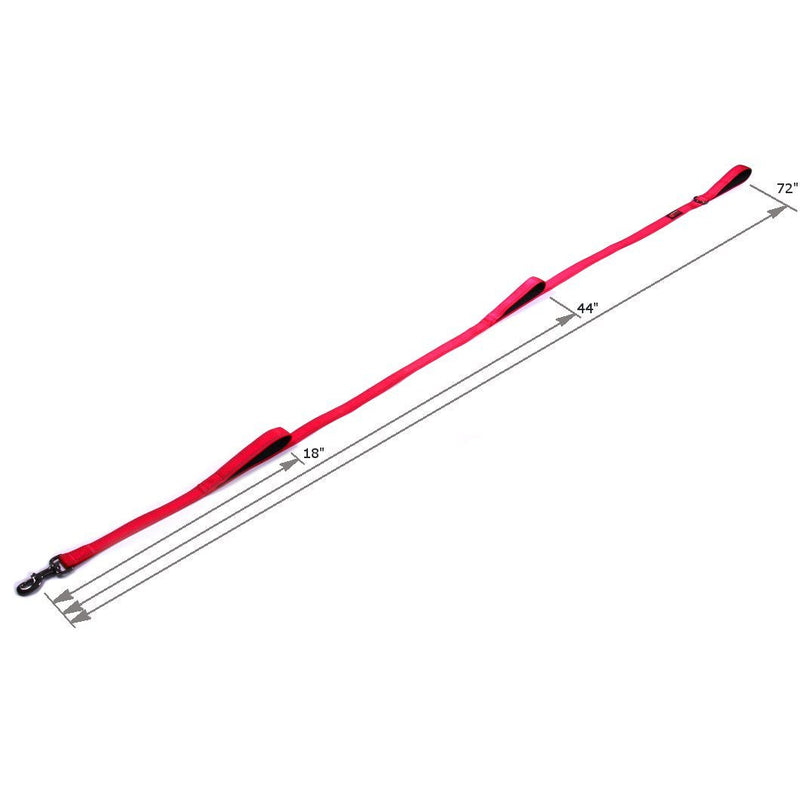Max and Neo Triple Handle Traffic Dog Leash Reflective - We Donate to a Dog Rescue for Every One Sold (RED) RED - PawsPlanet Australia