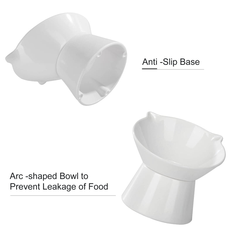 Raised Cat Bowls,Anti Vomiting Cat Dish Elevated Cat Bowls Slanted for Food and Water,Cat Feeding & Watering Supplies 15° Tilted Raised Cat Pet Food Bowls for Indoor Cats and Small Dogs White