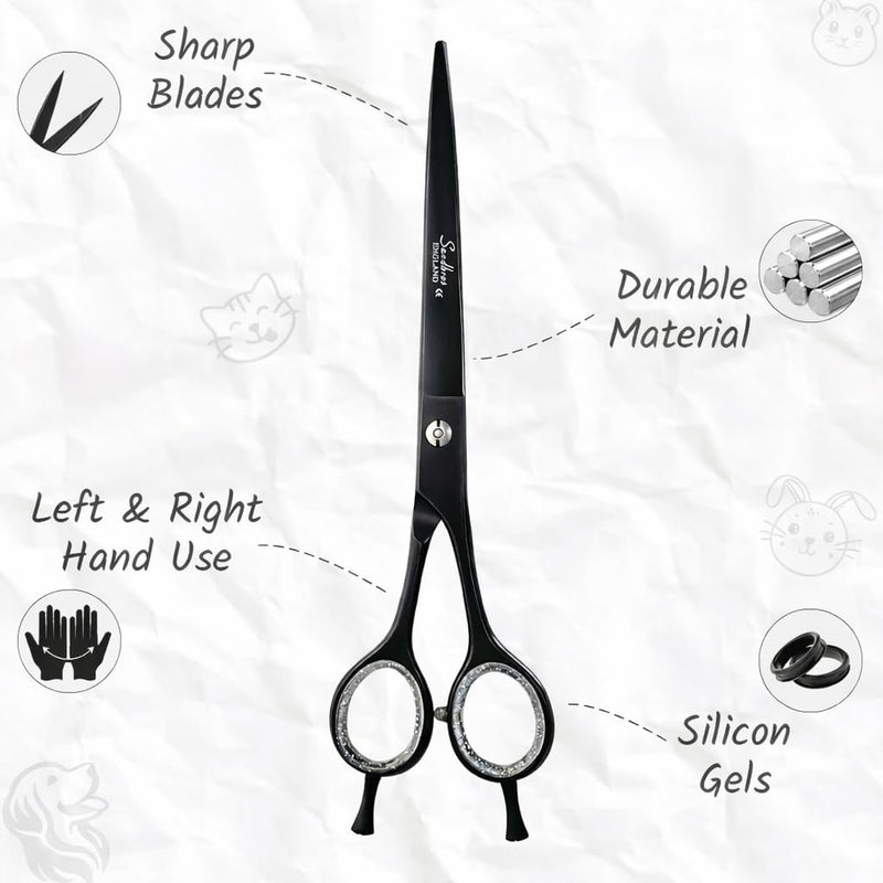Dog Grooming Scissors with Extra Sharp Blades | 7.5” Curved Dog Grooming Scissors for Dogs, Cats & Pets Hair Cutting for Professionals, Salons & Home Groomers