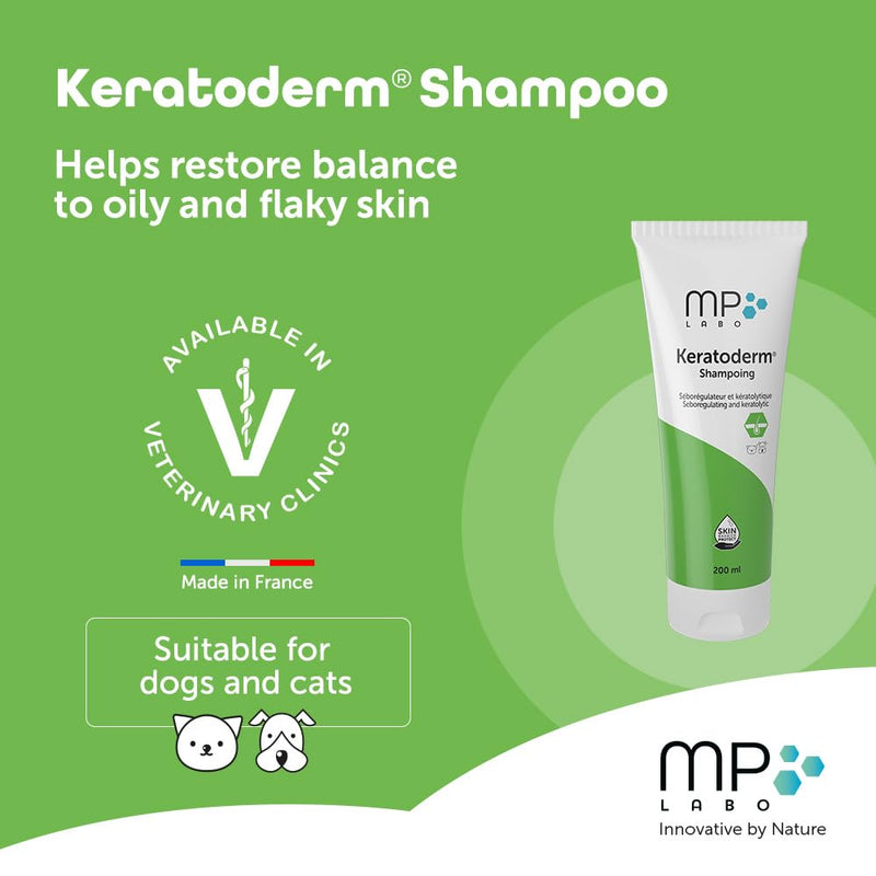 Keratoderm® Dermatology Shampoo for Dogs & Cats – Veterinary Skin Care for Greasy, Flaky & Scaly Skin – Advanced Keratolytic & Sebum-Balancing Formula – 200ml Leak-Proof Tube - PawsPlanet Australia