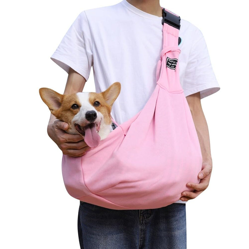 Adjustable Dog Carrier Sling, Hand-Free Dog and Cat Sling Carrier for 14.3lbs Small Dogs and Cats Outdoor Pink - PawsPlanet Australia