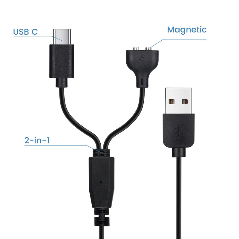 2-Pack Dog Shock Collar Charger Cord Replacement for Jugbow Training Collar, 2-in-1 Magnetic and USB C Charging Cable - PawsPlanet Australia