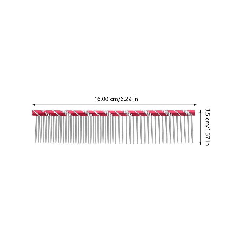 UEETEK Dog Grooming Comb : Stainless Steel Dog Combs with Rounded Ends for Dematting & Shedding, 2-in-1 Fine & Wide Tooth Design, 6.3 X 1.38 X 0.12 Inch (Rose Red) - PawsPlanet Australia