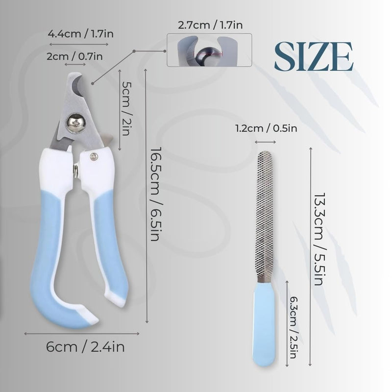 Pet Nail Clippers and Trimmers: Ensuring Safety with Guard, Includes Nail File and Sharp Blade - Ideal Grooming Tool for Cats and Dogs - Dog Nail Clippers, Cat Nail Trimmer, white & Blue - PawsPlanet Australia