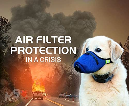 K9 Mask® Air Filter for Dogs with ‘Extreme Breathe’ Premium Air Filter with Refills - Blue (Small) Small
