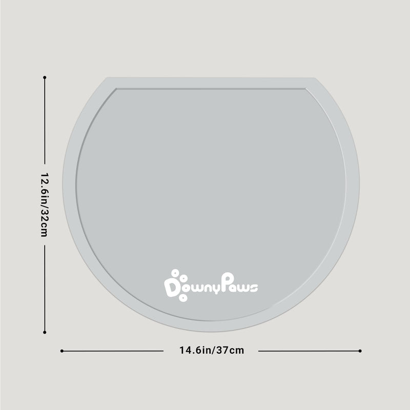 DownyPaws Silicone Cat Feeding Mat, Waterproof Pet Food Mat with Raised Edges, Cat Water Fountain Placemats, 14.6"×12.6", Light Gray - PawsPlanet Australia