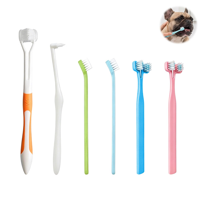 Dog Toothbrush 6PCS Set for Dogs & Cats, Dog Toothbrush, Cat Toothbrush, Dog Toothbrush, Pet Dental Care, Brushing Dog Teeth, Single Head, Double Head, Three Head Brush, Fine Toothbrush
