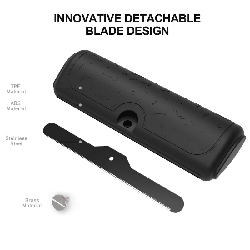 Effective Deshedding Dog Brush for Shedding Control – Gentle Grooming Tool for Dogs, Cats & Horses – Ergonomic Handle for Comfortable Fur Care – Ideal for Short & Long Hair(Black) Black - PawsPlanet Australia