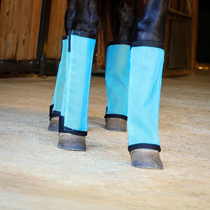 Jeffers Romper Stomper Fly Boots for Horses - Grey, Large – Breathable Mesh Leg Wraps for Insect Protection, Stable Accessories for Summer Turnout, Ride Gear, Horse Hoof & Leg Care - 4 Pack Light Blue Medium