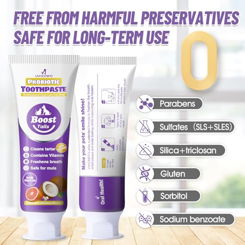 Dog Toothbrush – Newly Upgraded Dual-Head Design with 60° Wavy Bristles + Natural Coconut Oil Cat & Dog Toothpaste