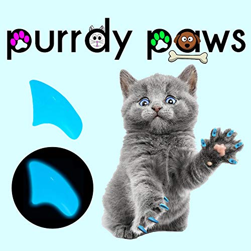 40 Pack Soft Nail Caps for Cat Claws Blue Glow in The Dark Small - PawsPlanet Australia