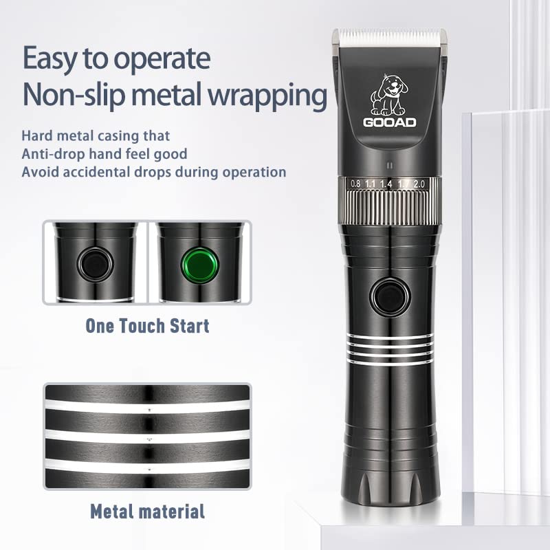 Dog Clippers for Grooming, Cordless,Low Noise, Electric Quiet,Rechargeable, Dog Trimmer Grooming Kit, Pet Hair Clippers for Thick Coats, Shaver Clippers for Small and Large Dogs Cats,Black Black - PawsPlanet Australia
