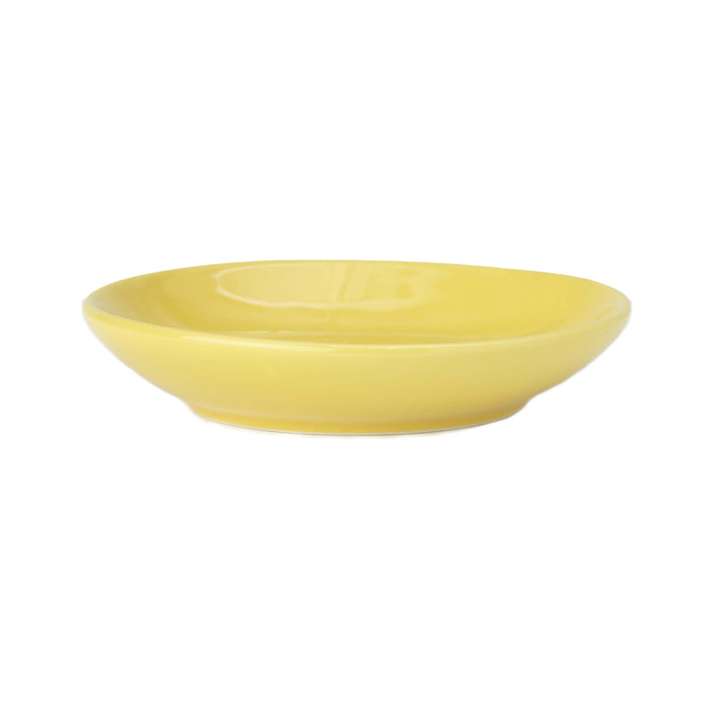 PetRageous 11019 Silly Kitty Dishwasher and Microwave Stoneware Cat Saucer 5-Inch Diameter 2.5-Ounce Capacity for Wet or Dry Cat Food Great For All Cats, Yellow