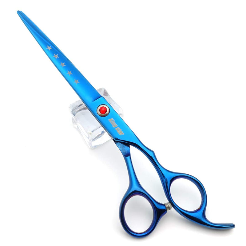 7.0in Titanium Blue Professional Pet Grooming Scissors Set,Straight & Thinning & Curved Scissors 4pcs Set for Dog Grooming,(Blue) - PawsPlanet Australia